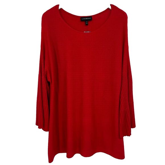 Lane Bryant Sweater Pullover Size‎ 18 20 Stretch Knit Long Bell Sleeves New Red - Picture 13 of 13